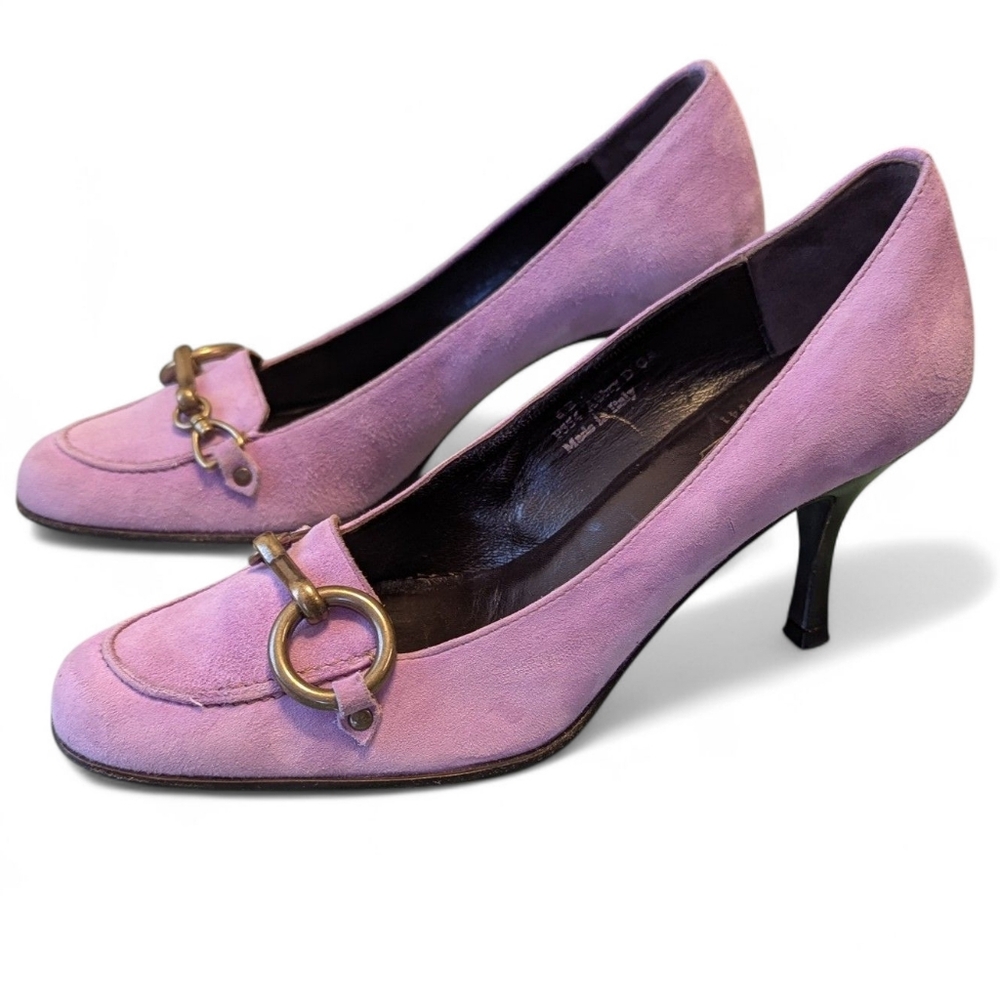 Coach Aubry Suede Preppy Loafer Pump Heels Lavender Pastel: Women's 6